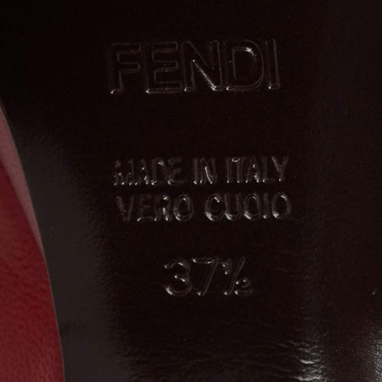 Pre Owned Fendi Burgundy Leather Bow Fendista Slingback Pumps Size 37.5