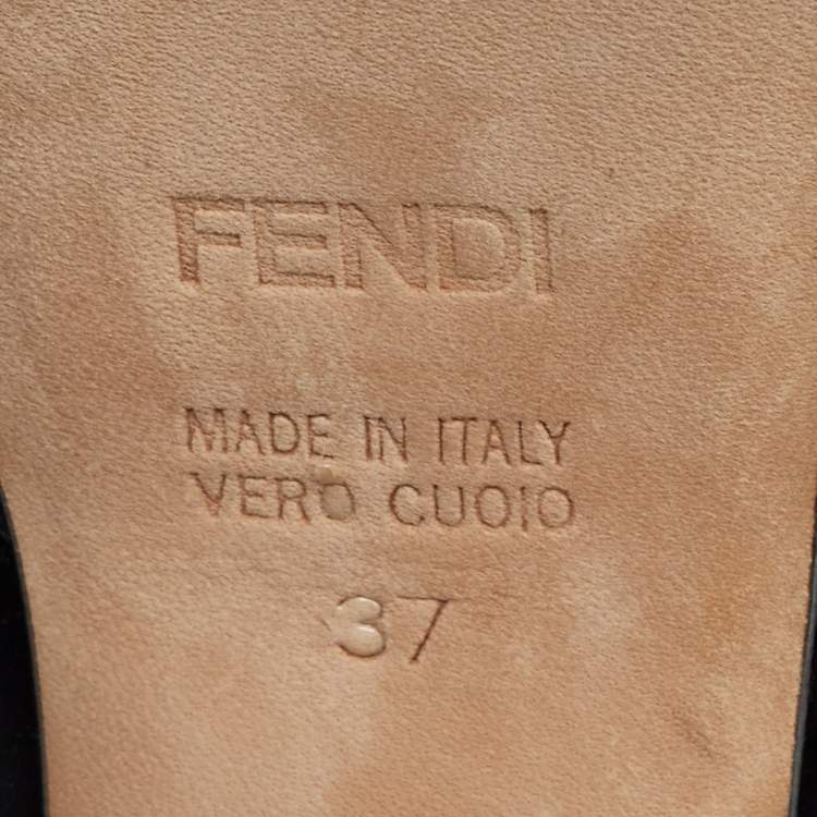 Pre Owned Fendi Black Leather Bow Fendista Slingback Pumps Size 37