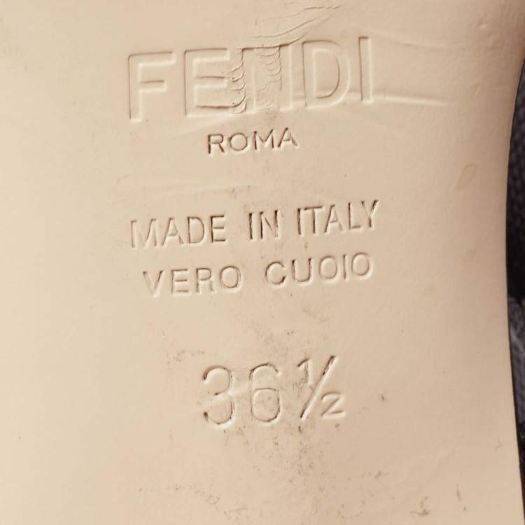 مملوكة مسبقًا Fendi Black/White Mesh and Canvas Colibri Slingback Pumps Size 36.5