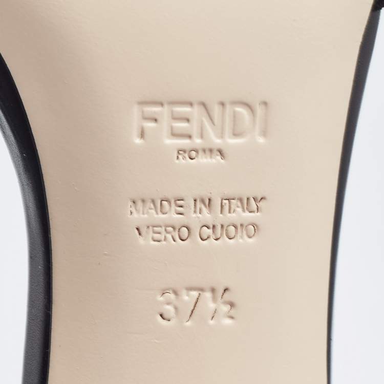 Pre Owned Fendi Black/Grey Zucca Velvet Slide Sandals Size 37.5