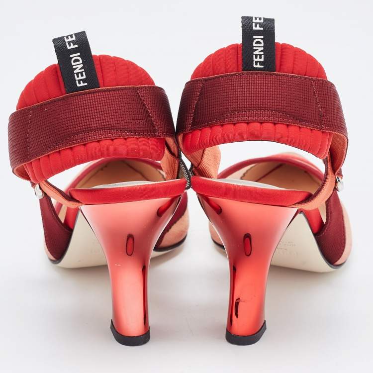 Pre Owned Fendi Multicolor Mesh and Fabric Colibri Slingback Pumps Size 40