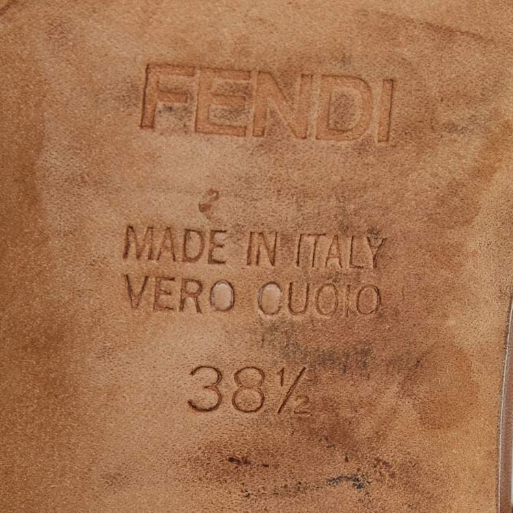Pre Owned Fendi Brown Leather Ankle Strap Platform Sandals Size 38.5