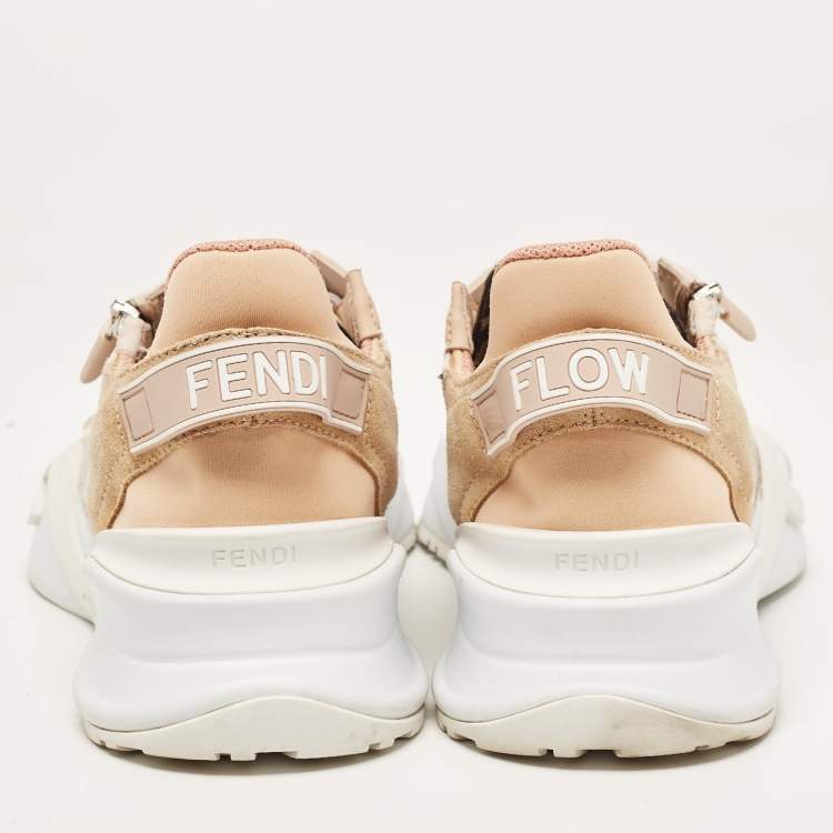 Pre Owned Fendi Tricolor Suede and Mesh Flow Low Top Sneakers Size 38 