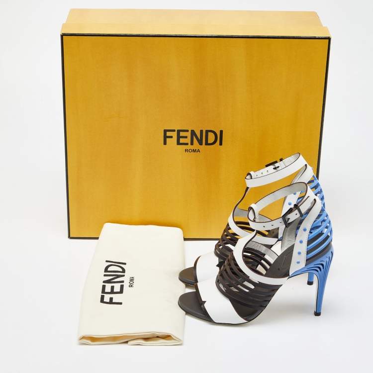 Pre Owned Fendi Tricolor Leather Strappy Sandals Size 36