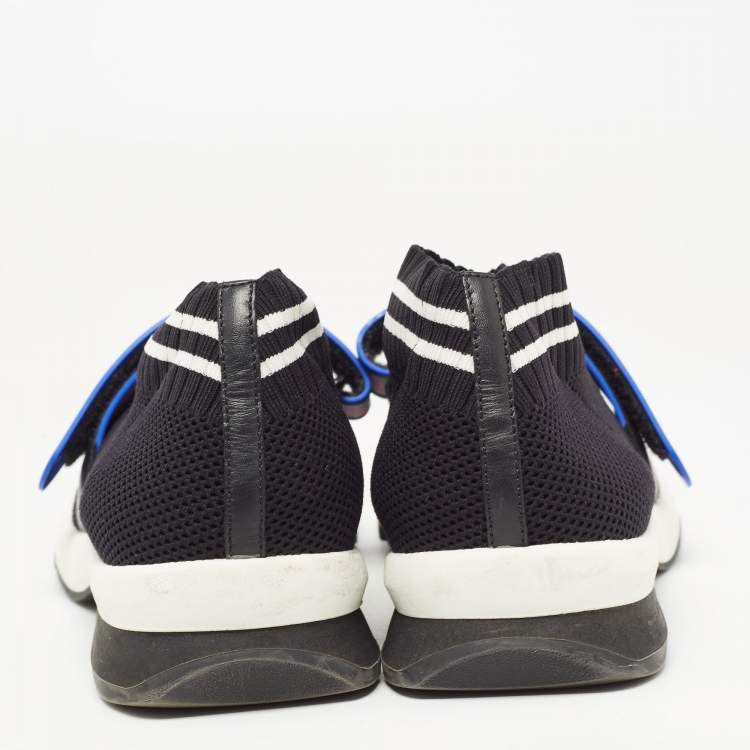 Pre Owned Fendi Black Knit Fabric Rockoko Mismatch Sneakers Size 41