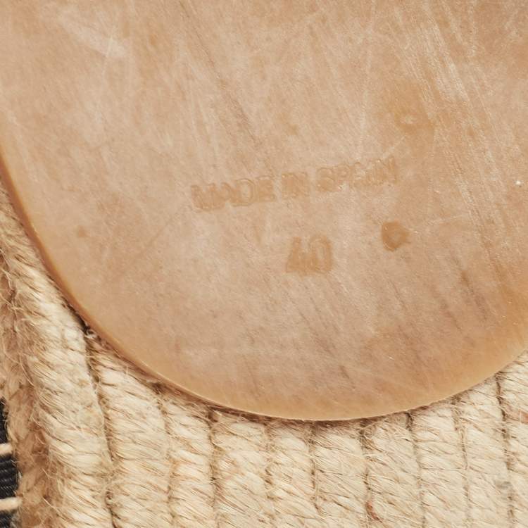 Pre Owned Fendi Black Knit Fabric Pearl Embellished Espadrilles Flats Size 40