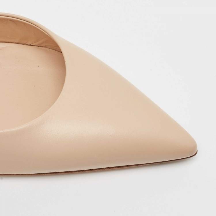 Pre Owned Fendi Beige Leather Slingback Pumps Size 39 