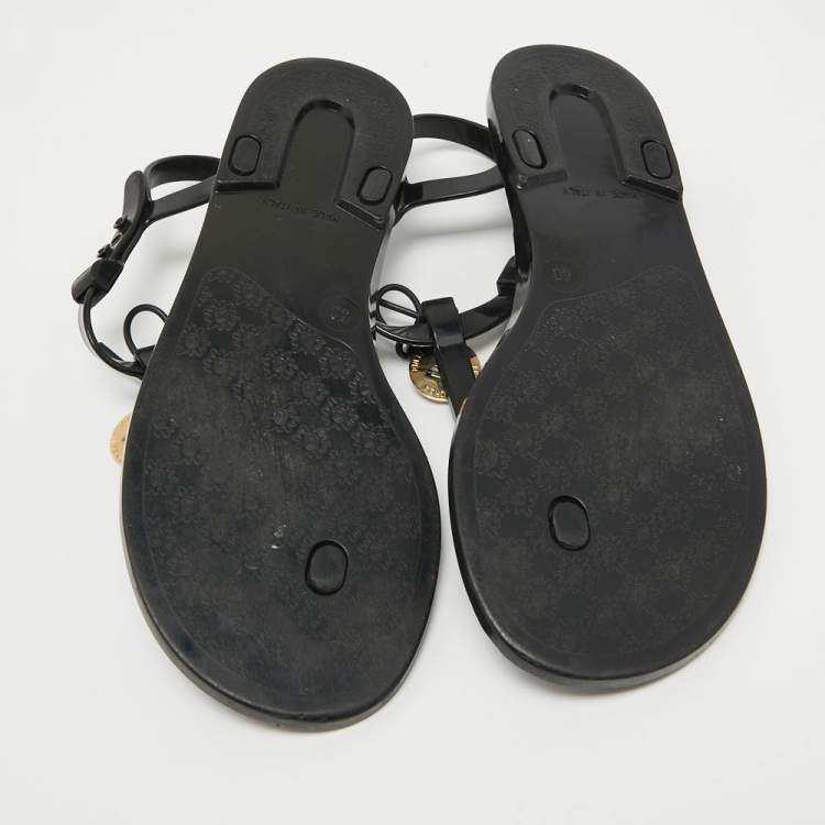 Pre Owned Fendi Black Jelly Sunny Thong Flat Sandals Size 40