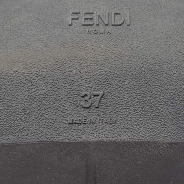Pre Owned Fendi Black/Brown Zucca Print Knit Fabric and Mesh Rockoko Sneakers Size 37