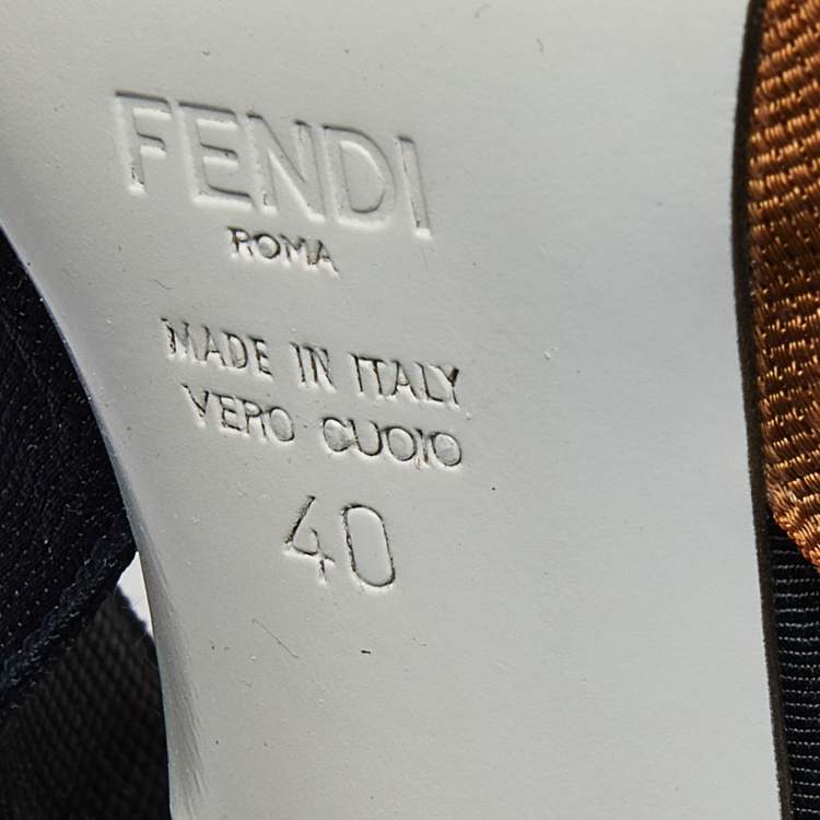 Pre Owned Fendi Tricolor Printed Canvas and Leather Colibri Slingback Pumps Size 40