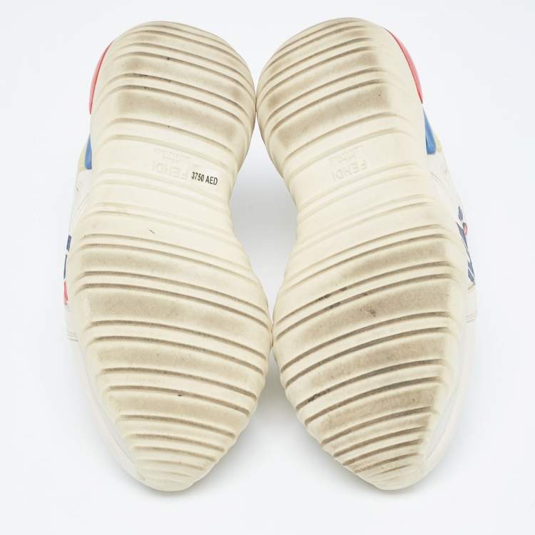 مملوكة مسبقًا Fendi Cream Leather and Rubber Fendi-Fila Mania Logo Low Top Sneakers Size 36