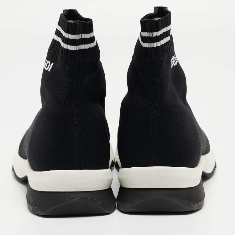 مملوكة مسبقًا Fendi Black/Brown Knit Fabric and Canvas Sock High Top  Sneakers Size 40