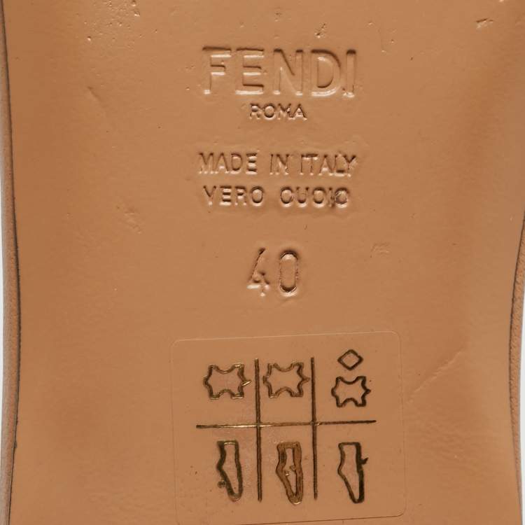 Pre Owned Fendi Light Brown Leather Flat Slides Size 40