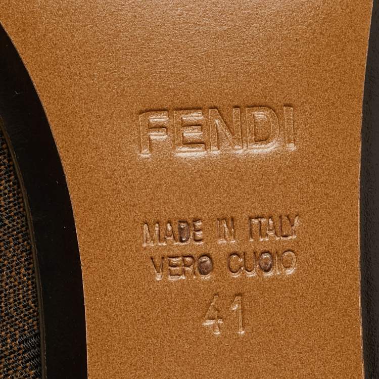 Pre Owned Fendi Brown/Burgundy Tobacco Zucca Canvas and Leather Bow Pumps Size 41