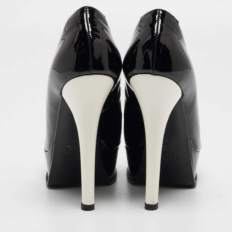 Pre Owned Fendi Black Patent Leather Fendista Pumps Size 37