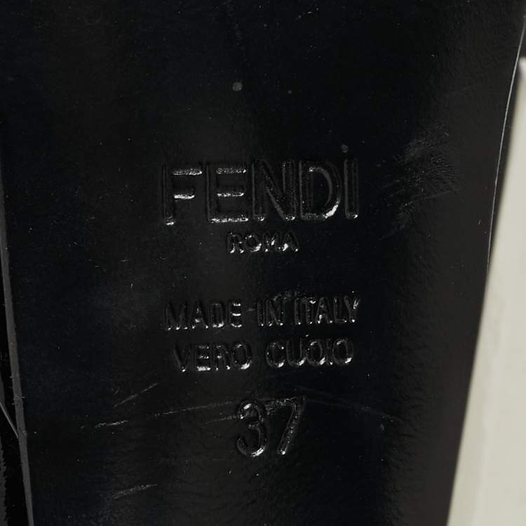 Pre Owned Fendi Black Patent Leather Fendista Pumps Size 37