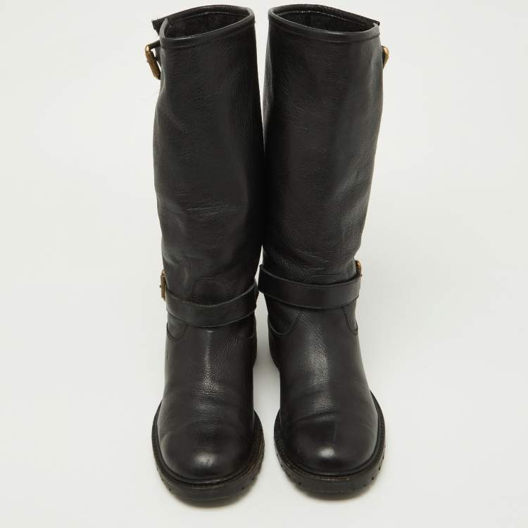 مملوكة مسبقًا Fendi Black Leather Knee Length Boots Size 36