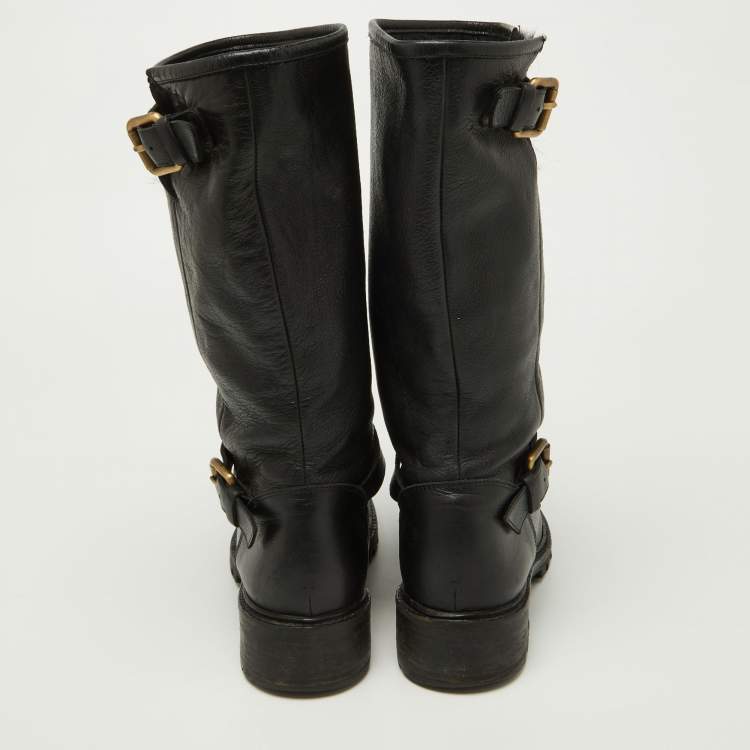 مملوكة مسبقًا Fendi Black Leather Knee Length Boots Size 36