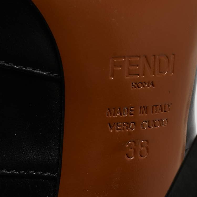 Pre Owned Fendi Black Leather and Fabric Ankle Boots Size 38