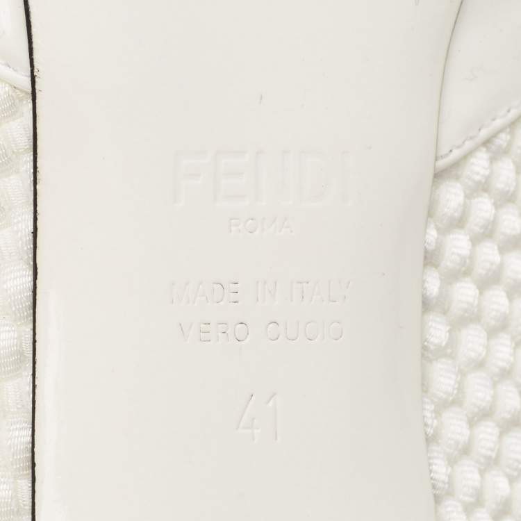Pre Owned Fendi White Woven Fabric Square Pumps Size 41