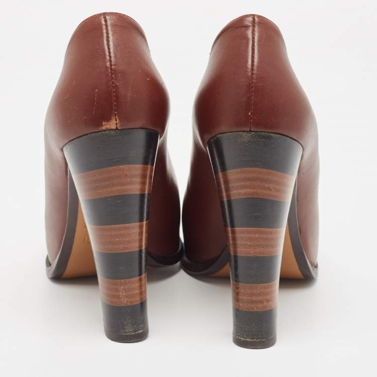Pre Owned Fendi Burgundy Leather Pumps Size 39