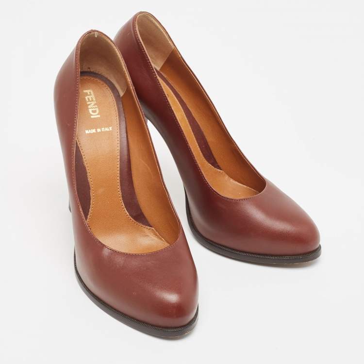 Pre Owned Fendi Burgundy Leather Pumps Size 39