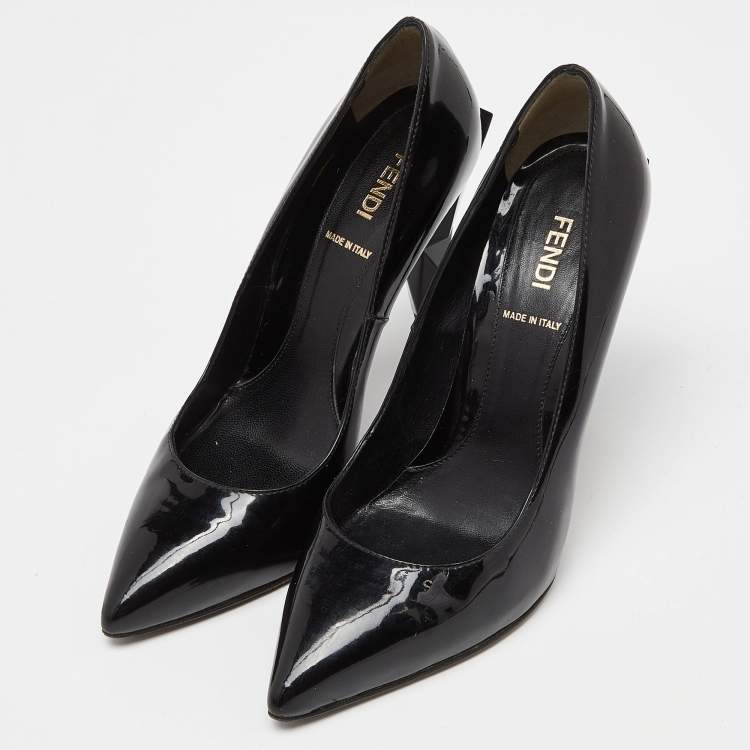 مملوكة مسبقًا Fendi Black Patent Leather Pointed Toe Pumps Size 37