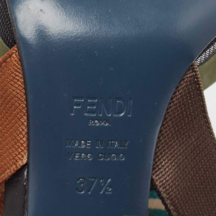 Pre Owned Fendi Black Mesh and Fabric Colibri Slingback Pumps Size 37.5