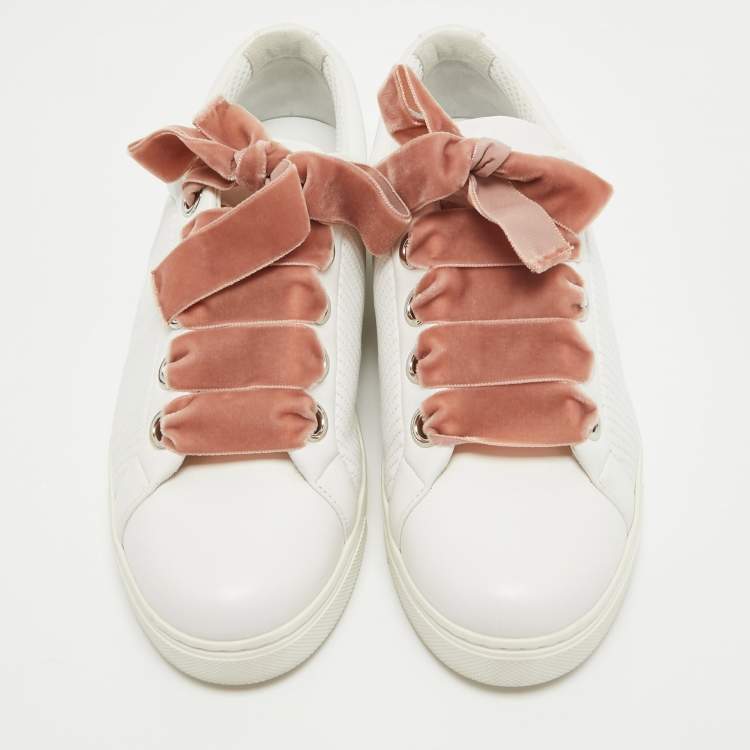 Pre Owned Fendi White Leather Low Top Sneakers Size 40