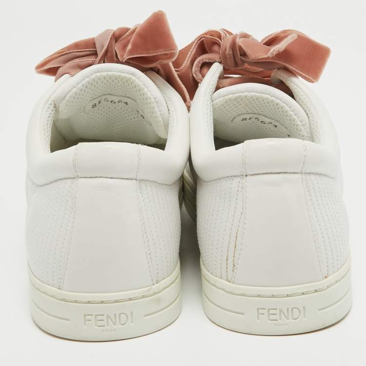 Pre Owned Fendi White Leather Low Top Sneakers Size 40