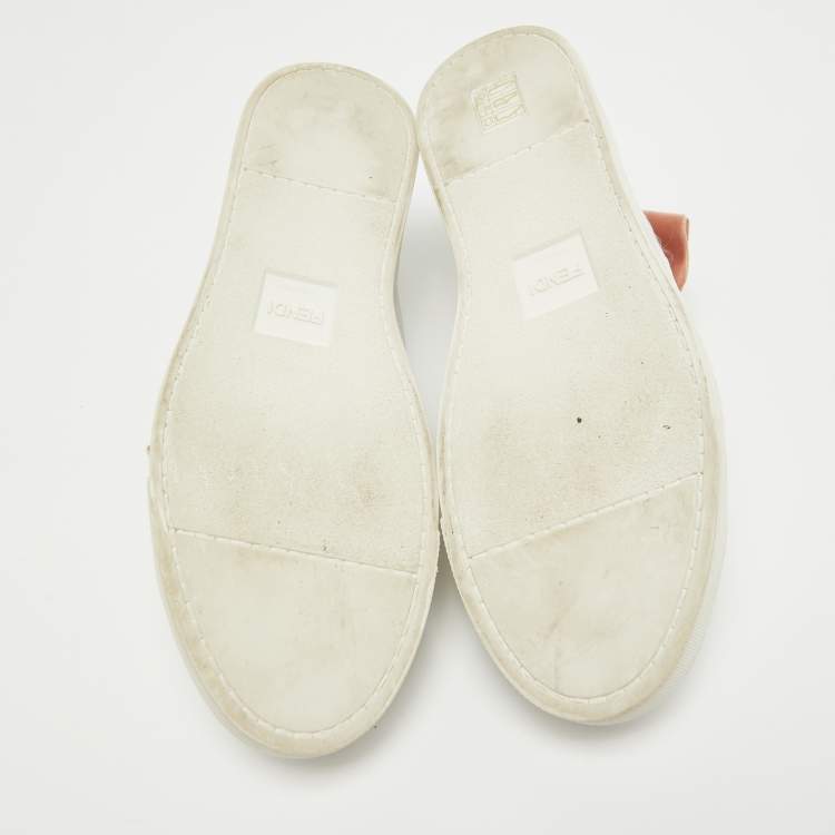 Pre Owned Fendi White Leather Low Top Sneakers Size 40