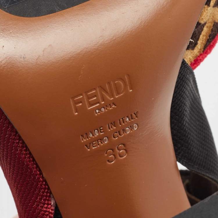 مملوكة مسبقًا Fendi Multicolor Zucca Velvet Colibri Forever Logo Slingback Pumps Size 38