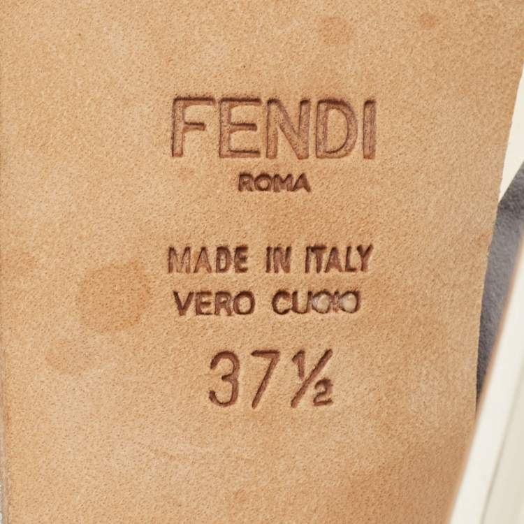 Pre Owned Fendi Metallic Leather Fendista Peep Toe Pumps Size 37.5