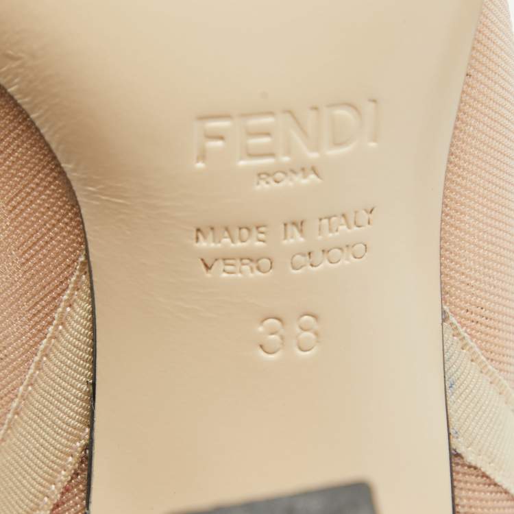 مملوكة مسبقًا Fendi Beige Mesh Colibri Ankle Boots Size 38
