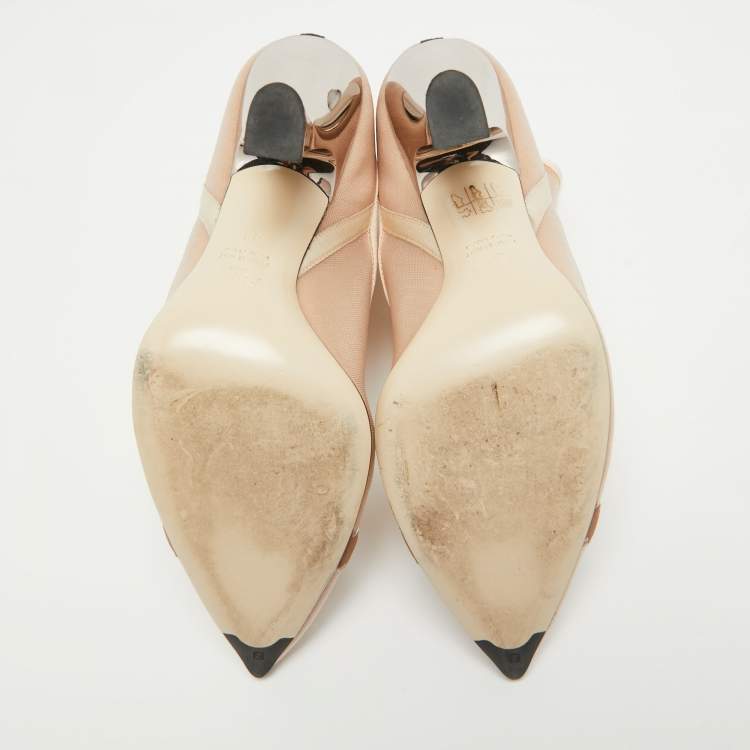مملوكة مسبقًا Fendi Beige Mesh Colibri Ankle Boots Size 38