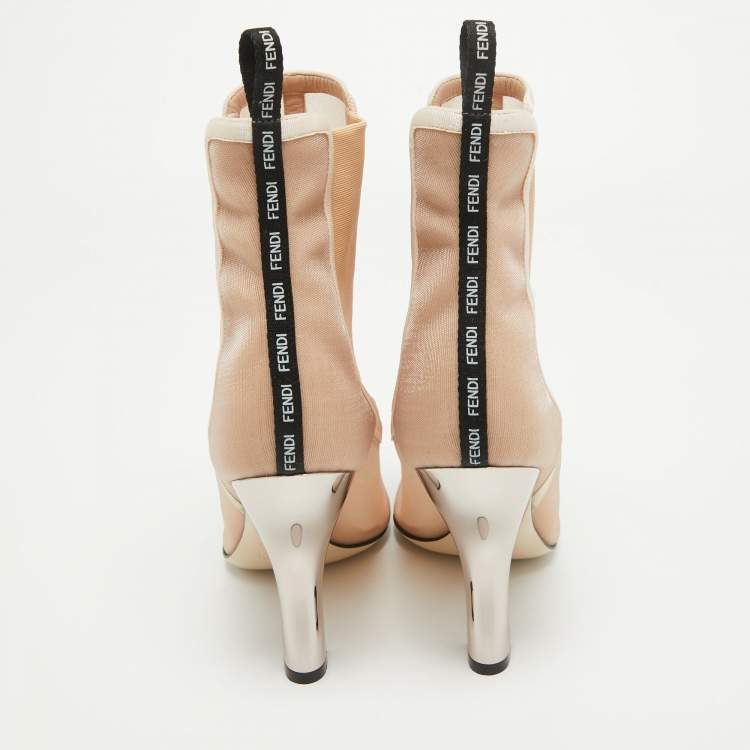 مملوكة مسبقًا Fendi Beige Mesh Colibri Ankle Boots Size 38