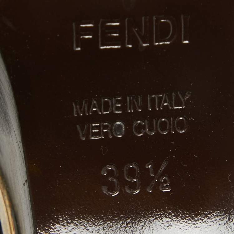 Pre Owned Fendi Brown Zucca Canvas Wedge Platform Ankle Strap Sandals Size 39.5