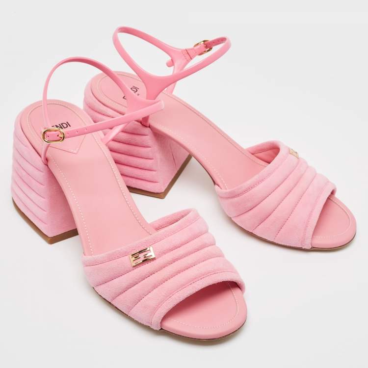 Pre Owned Fendi Pink Suede and Jelly Promenade Sandals Size 40