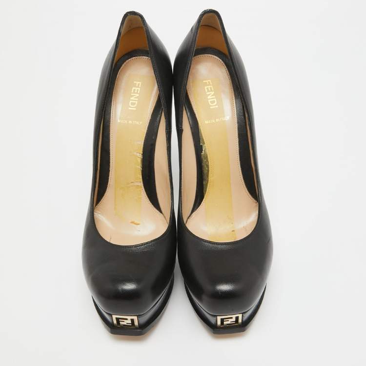 Pre Owned Fendi Black Leather Fendista Pumps Size 41