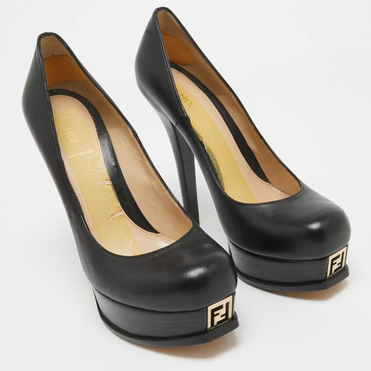 Pre Owned Fendi Black Leather Fendista Pumps Size 41