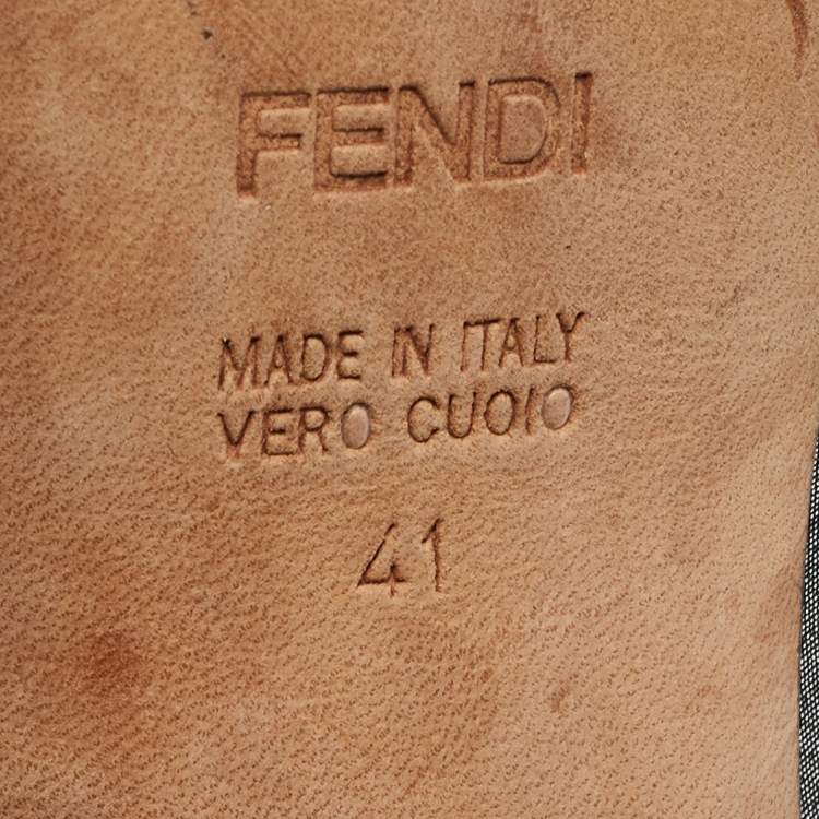 Pre Owned Fendi Metallic Glitter Fabric Bow Fendista Slingback Pumps Size 41