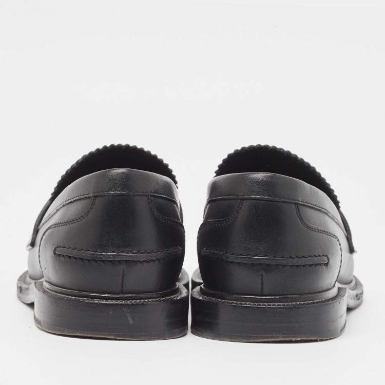 Pre Owned Fendi Black Leather Slip On Loafers Size 36