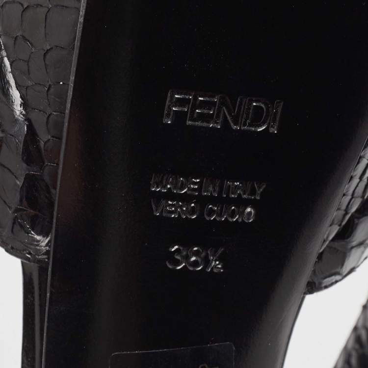 Pre Owned Fendi Black Python Bubble Platform Ankle Strap Sandals Size 38.5