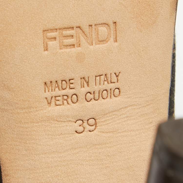 Pre Owned Fendi Brown Zucca Canvas Fendista Platform Pumps Size 39