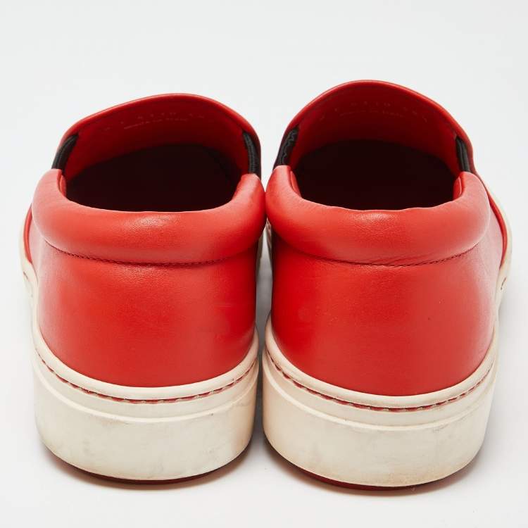 Pre Owned Fendi Tri Color Leather Monster Slip On Sneakers Size 38.5