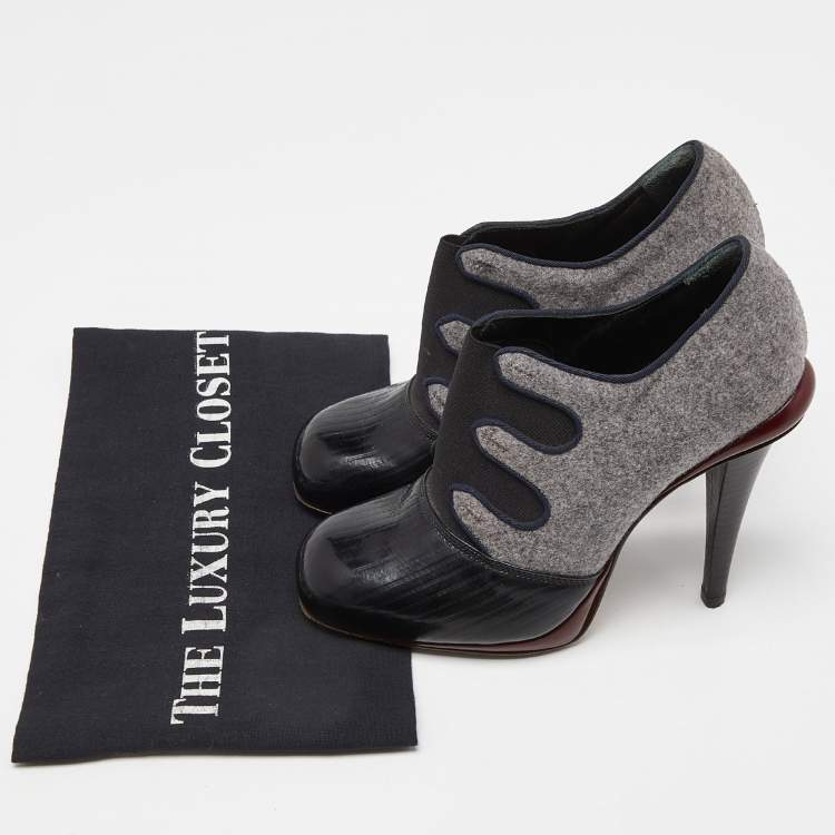 مملوكة مسبقًا Fendi Multicolor Patent Leather and Wool Booties Size 37.5