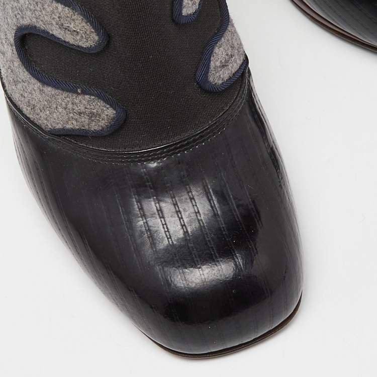 مملوكة مسبقًا Fendi Multicolor Patent Leather and Wool Booties Size 37.5