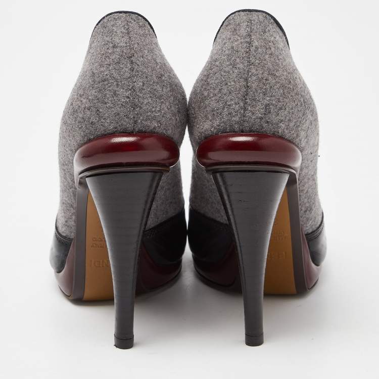 مملوكة مسبقًا Fendi Multicolor Patent Leather and Wool Booties Size 37.5