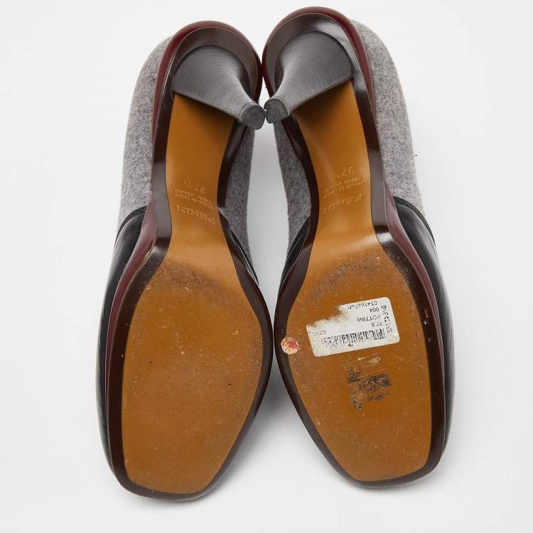 مملوكة مسبقًا Fendi Multicolor Patent Leather and Wool Booties Size 37.5