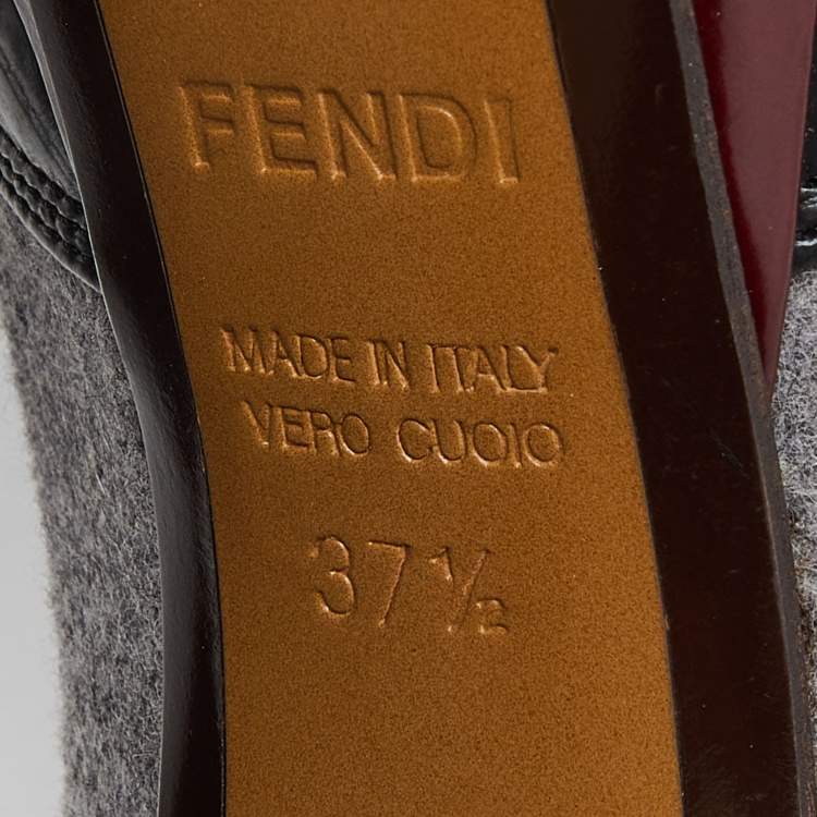 مملوكة مسبقًا Fendi Multicolor Patent Leather and Wool Booties Size 37.5